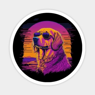 cute golden retriever dog in sunglasses Magnet